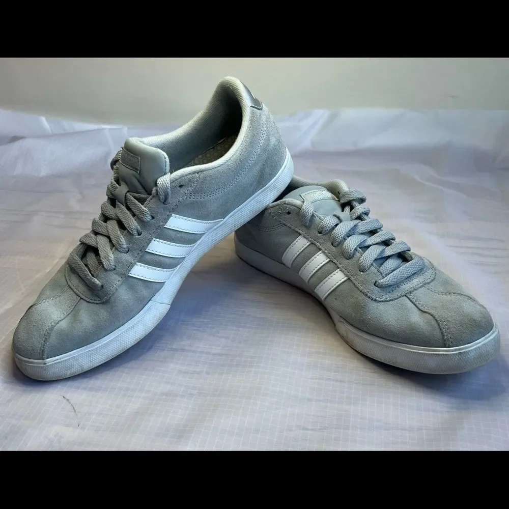 Adidas VL Court Skate Shoe Ortholite Float Women’s Sneaker Gray Suede Sz 8 1/2